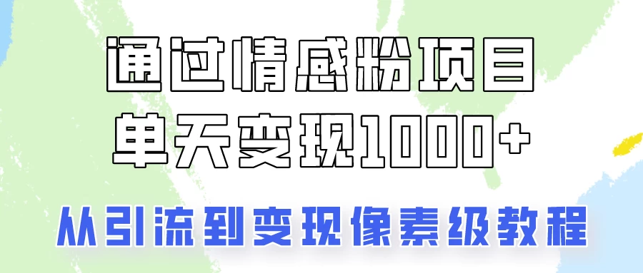 关于情感粉变现项目，我是怎么做到单天赚1000+的？从引流到变现像素级教程